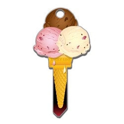 Lucky Line Products B111W | House Key, Weiser, Ice Cream, Brass, Enamel Coating, 1 each per Card