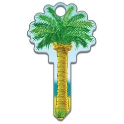 Lucky Line Products B112K | House Key, Kwikset, Palm Tree, Brass, Enamel Coating, 1 each per Card