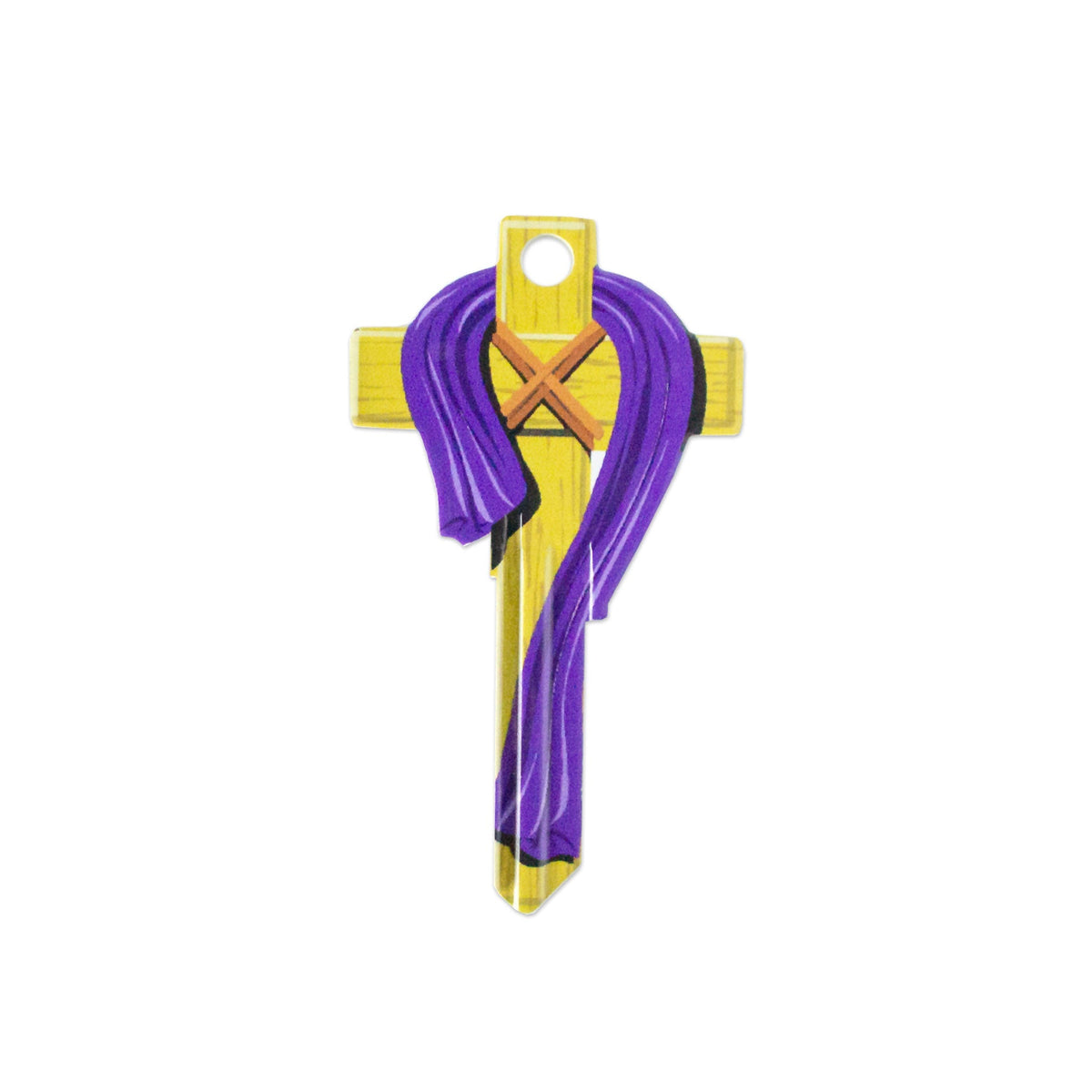 Lucky Line Products B124W | House Key, Weiser, Cross, Brass, Enamel Coating, 1 each per Card