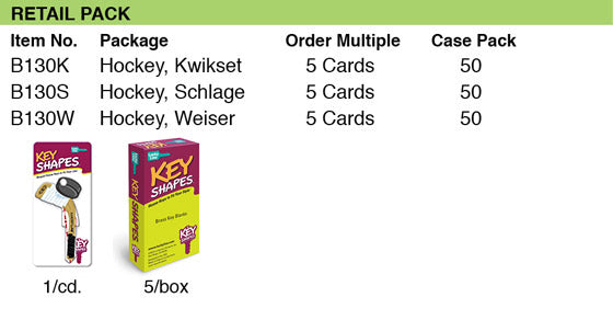 Lucky Line Products B130W | House Key, Weiser, HocHouse Key, Brass, Enamel Coating, 1 each per Card