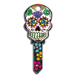 Lucky Line Products B136S | House Key, Schlage, Sugar Skull, Brass, Enamel Coating, 1 each per Card