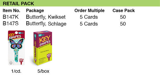 Lucky Line Products B147K | Butterfly Kwikset Key Shapes