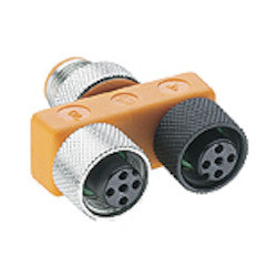 Lumberg Automation 600000111 | Splitter/T-Connector, 180 deg., Thermoplastic Polyurethane, NEMA 6P, IP67, Orange
