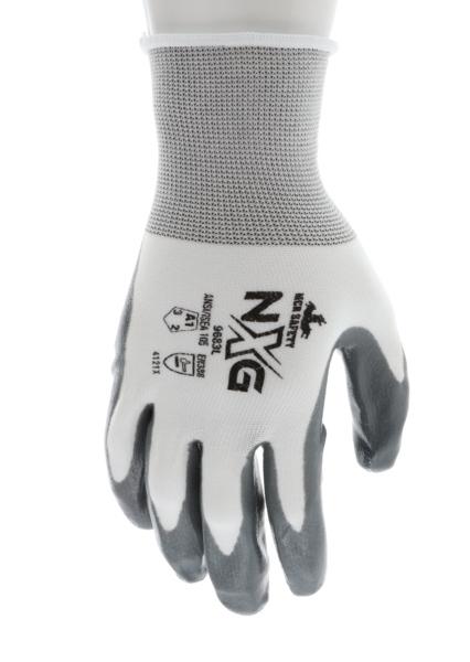 MCR Safety 9683S | NXG Work Gloves, 15-Gauge White Nylon Shell, Gray Nitrile Coated Palm & Fingertips (Model 9683)