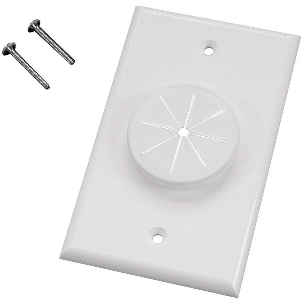 Midlite 1GWH-GR1 Single Gang Wireport With Grommet (White)