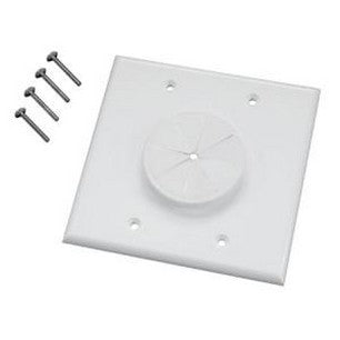 Midlite 2GWH-GR2 Double Gang Wireport Cable Pass Through Wall Plate with Grommet - White