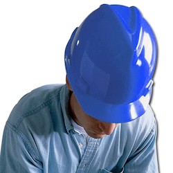 MSA Safety 463943 | MSA V-Gard Hard Hat: 4-Point Stazon Pinlock Suspension, Blue
