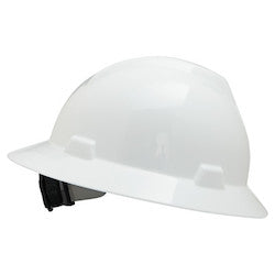 MSA Safety 475369 | V-Gard Protective Hats, Fas-Trac Ratchet, Slotted Hat, White