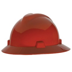 MSA Safety 475371 | MSA V-Gard Full Brim Hard Hat: 4-Point Fas-Trac Iii Suspension, Red