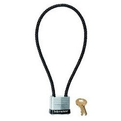 Master Lock 107DSPT | Cable Gun Lock, Keyed Different, 1-1/8" Width, Laminated Steel with 0.22" Diameter x 14" Length Braided Steel Cable
