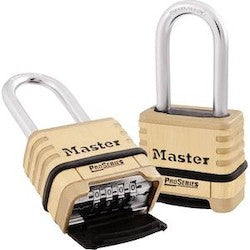 Master Lock 1175LHRS | Pro Series Brass Padlock, 2-1/4" Body, 1" Long Boron-Carbide Shackle, Resettable Combination