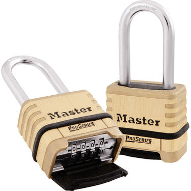Master Lock 1175LHRS | Pro Series Brass Padlock, 2-1/4" Body, 1" Long Boron-Carbide Shackle, Resettable Combination