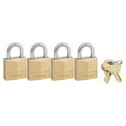Master Lock 120Q | Padlock, Keyed Alike, 3-Pin Cylinder, 3/4" Width, 7/16" Shackle Clearance, Solid Brass, 4 each per Pack