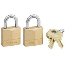 Master Lock 120T | Padlock, Keyed Alike, 3-Pin Cylinder, 3/4" Width, 7/16" Shackle Clearance, Solid Brass, 2 each per Pack