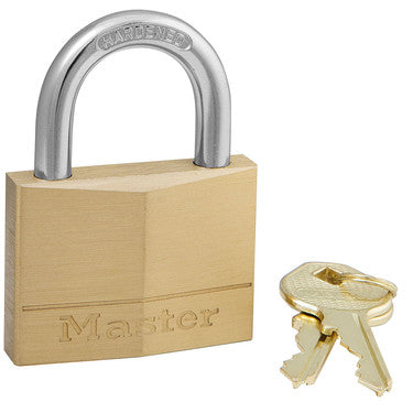 Master Lock 150D | Padlock, Keyed Different, 5-Pin Cylinder, 2" Width, 1" Shackle Clearance, Solid Brass