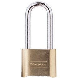 Master Lock 175DLH | Combination Padlock, Numeric, Resettable, 2" Width, 2-1/4" Shackle Clearance, Brass