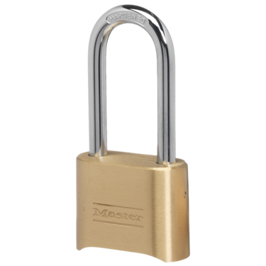 Master Lock 175DLH | Combination Padlock, Numeric, Resettable, 2" Width, 2-1/4" Shackle Clearance, Brass