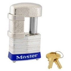 Master Lock 37D | Tumbler Padlock, Keyed Different, 4-Pin Cylinder, 1-9/16" Width, 15/16" Shackle Clearance, Laminated Steel
