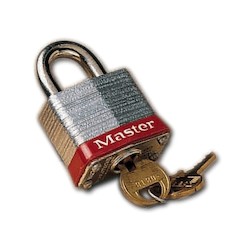Master Lock 3LFRED | Laminated Steel Padlock, 1-1/2" Long Shackle, Red