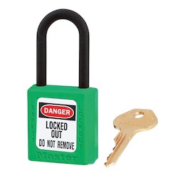 Master Lock 406GRN | Zenex™ Thermoplastic Safety Padlock, Green, 1-1/2" Body, 1-1/2" Shackle