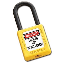 Master Lock 406KAYLW3XX0006 | Zenex™ Thermoplastic Safety Padlock, Yellow, Keyed Alike, Dielectric