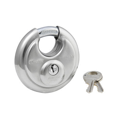 Master Lock 40DPF | Discus Padlock, Keyed Different, 4-Pin Cylinder, 2-3/4" Width, 5/8" Shackle Clearance, Stainless Steel