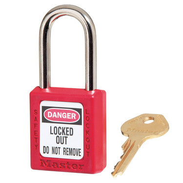 Master Lock 410RED | Safety Padlock, 1.75" Xenoy Body, 1.5" Steel Shackle, Keyed Different, Red
