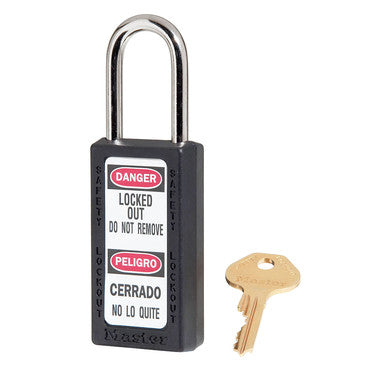 Master Lock 411BLK | Safety Padlock, 3" Xenoy Body, 1.5" Steel Shackle, Keyed Different, Black