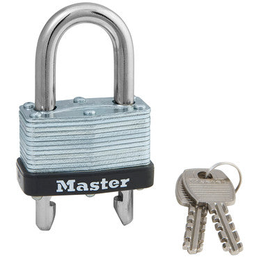 Master Lock 510D | Padlock, Keyed Different, 1-3/4" Width, 5/8" Shackle Clearance, Laminated Steel