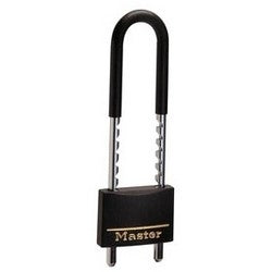 Master Lock 527D | Padlock, Keyed Different, 2" Width, 2-3/8 to 5-5/16" Shackle Clearance, Brass, Black