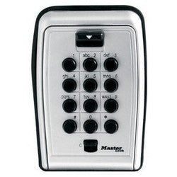 Master Lock 5423D | Combination Lock Box, Alpha-Numeric, Wall Mount, 3-1/8" Width x 2-1/16" Depth x 4-5/8" Height, Metal Body, Vinyl Coated Shackle, for Push Button