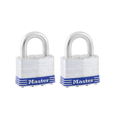 Master Lock 5T | Tumbler Padlock, Keyed Alike, 4-Pin Cylinder, 2" Width, 1" Shackle Clearance, Laminated Steel