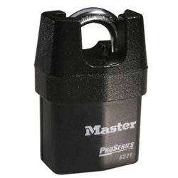 Master Lock 6321D | Tumbler Padlock, Proseries, Keyed Different, 5-Pin Cylinder, 2-1/8" Width, 3/4" Shackle Clearance, Laminated Steel, Black