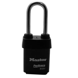 Master Lock 6421LJWO | Padlock, Proseries, Weather Tough, Keyed Different, Rekeyable Interchangeable Core, 2-1/8" Width, 2-1/2" Shackle Clearance, Heavy Steel, Black without Cylinder