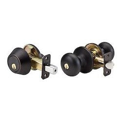 Master Lock BCC0612PKA4 | Biscuit Knob Lockset, Aged Bronze, Single Cylinder, Kwikset Keyway, Keyed Alike KA4