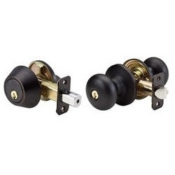 Master Lock BCC0612PKA4W | Door Lock, Keyed Alike, Biscuit Knob, 6-Way Adjustable Latch, Aged Bronze, WR3/5 Cylinder, for Entry, 4 each per Box