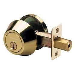 Master Lock DS0603KA4W | Door Deadbolt, WR3/5 Single Cylinder, 4-Way Adjustable Backset, Keyed Alike, Polished Brass