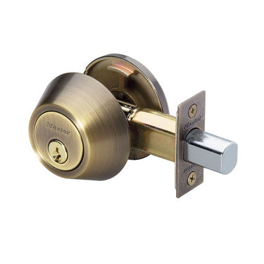 Master Lock DS0605KA4W | Door Deadbolt, WR3/5 Single Cylinder, 4-Way Adjustable Backset, Keyed Alike, Antique Brass