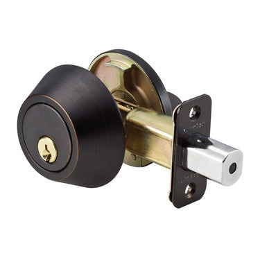 Master Lock DS0612PKA4 | Door Deadbolt, KW1 Single Cylinder, 4-Way Adjustable Backset, Keyed Alike, Aged Bronze