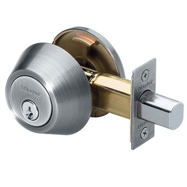 Master Lock DS0615KA4 | Door Deadbolt, KW1 Single Cylinder, 4-Way Adjustable Backset, Keyed Alike, Satin Nickel