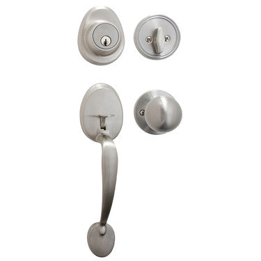 Master Lock HDLBC0615KA4S | Biscuit Knob Door Lockset, Satin Nickel, SC1 Keyway, Keyed Alike