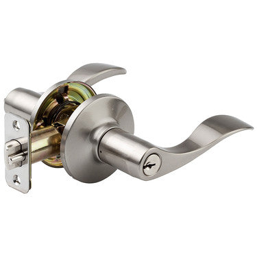 Master Lock WL0115 | Door Lock, Keyed Different, Wave Lever, 6-Way Adjustable Latch, Satin Nickel, WR3/5 Cylinder, for Entry, 2 each per Retail Pack