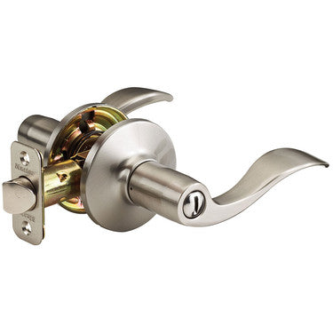 Master Lock WL0315 | Door Lock, Keyed Different, Wave Lever, 6-Way Adjustable Backset, Satin Nickel, for Bedroom and Bathroom, 2 each per Retail Pack