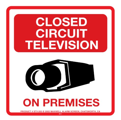 Maxwell Alarm Screen Inc STV-203-DI | Surveillance Security Sign, 10.5 in., Plastic