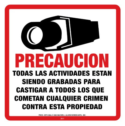 Maxwell Alarm Screen Inc STV-204-SP | CCTV Sign, Red/Black