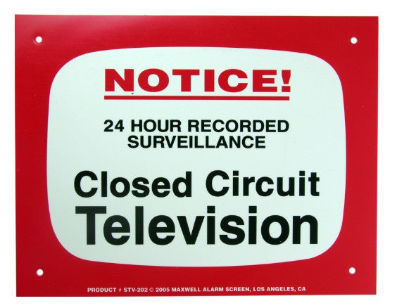 Maxwell Alarm Screen Inc STV202 | CCTV Notice Sign, 11.5 in. L
