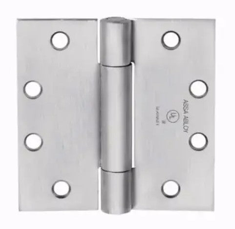McKinney TA386 4.5X4.5 32D | Mechanical Butt Hinge, Full Mortise, US32D Satin Stainless Steel, 4-1/2 in. H x 4-1/2 in. W