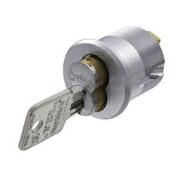 Medeco 100400H-K-26-7H-S-Y02 | Mortise Cylinder, K Profile, Bright Chrome (26), 7H Function, Single Keyed, Y02 Key Code
