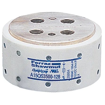 Mersen A15QS3500-128 | High Speed Fuse Amp-Trap A15QS 150VAC 150VDC 3500A Hockey Puck, Bolt-In