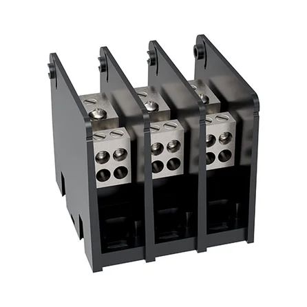 Mersen MPDB63163 | Open-Style PDB UL 1953 1000V 65A Tin-plated Aluminum - 85A 3-Pole 1 - 4 openings; #4-#14 --- #4-#14 Box to Box